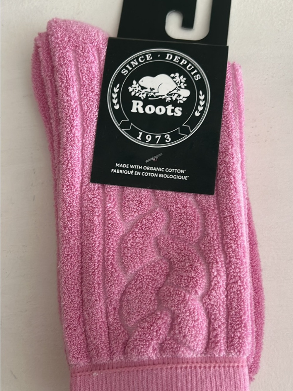 Roots Pink Cable-Knit Cotton Socks